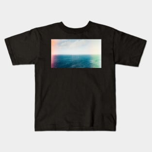 Blue Ocean and Sky Shot on Film With Light Leaks Kids T-Shirt